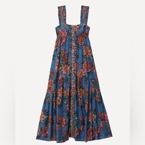 Blue wonderful bouquet sleeveless maxi dress, Size L